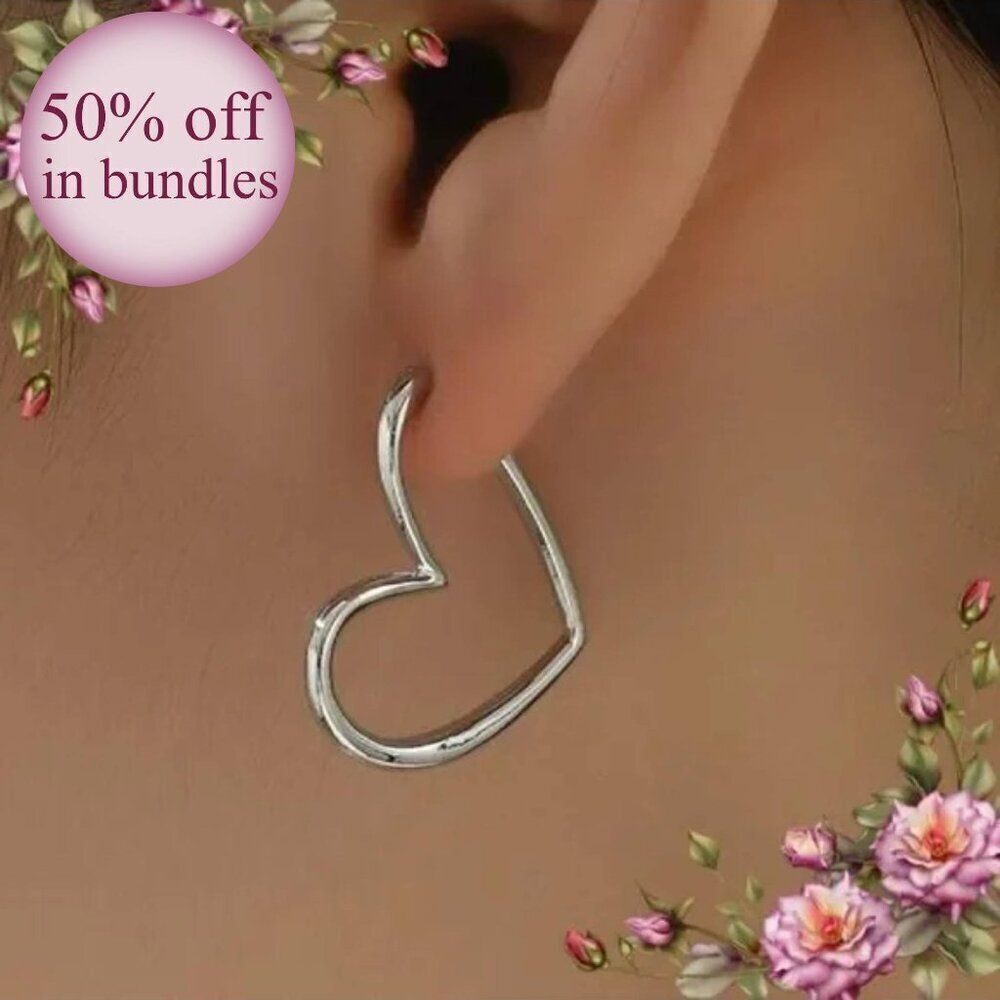Heart Shaped Hoop Earrings - Picture 1 of 12